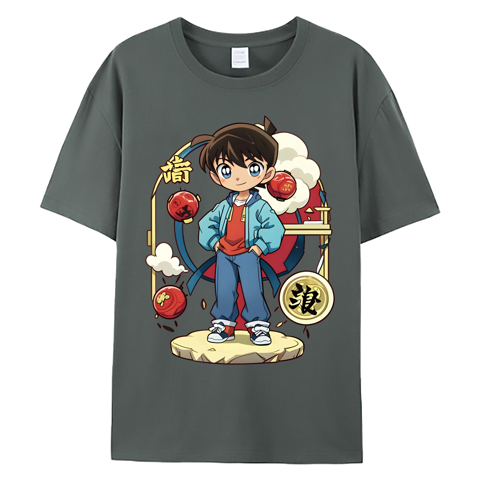 （画像用） 名探偵コナン 江戸川 コナン Detective Conan Conan Edogawa 綿100％ メンズ半袖Tシャツ｜肌触りやわらか＆通気性